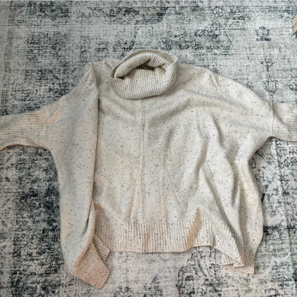 LOFT Cream Speckled Turtleneck Sweater